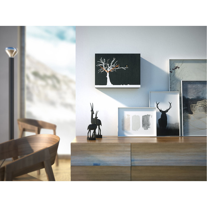 Myrtle Wood Wall Clock, Black/White