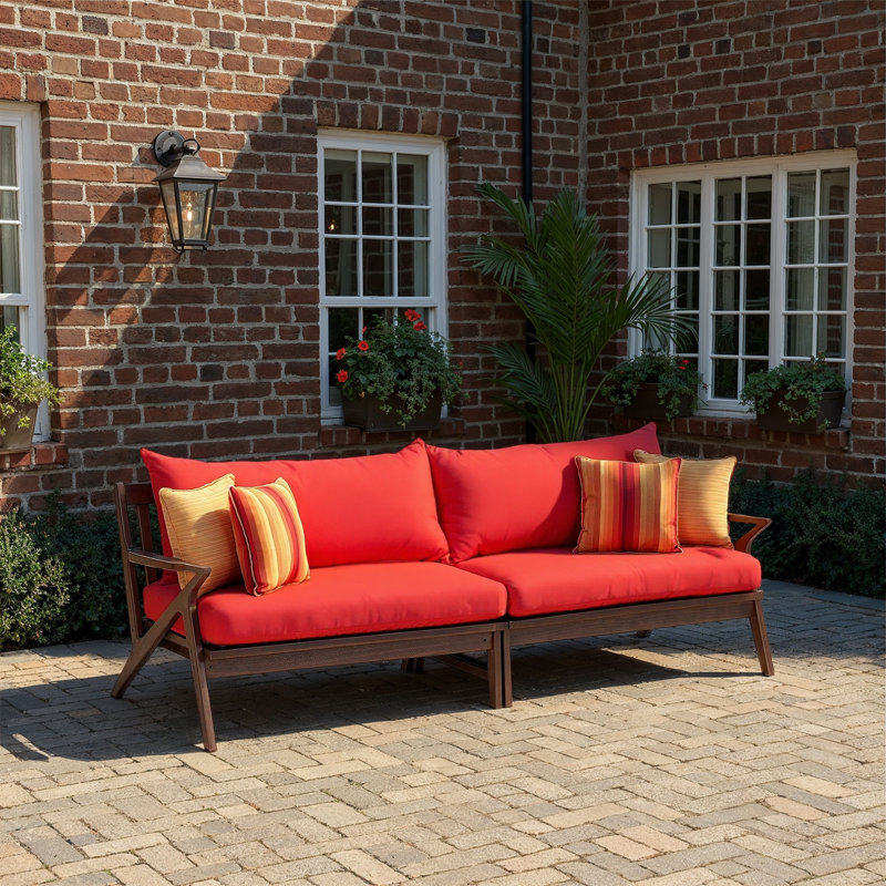 Minhaj Sunbrella Outdoor Sofa, Canvas Jockey Red Sunbrella® Canvas
