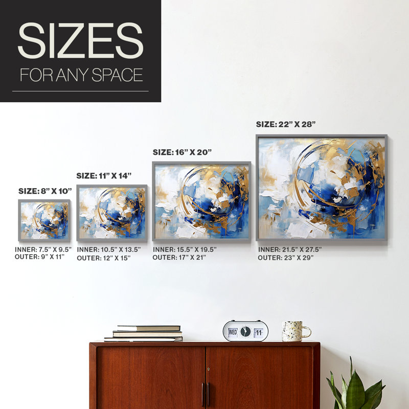 Abstract Series-CXXXVII -Framed Print - Restickable, 16" H x 20" W, Grey