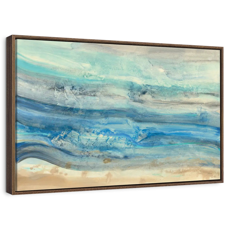 Vagues de l'océan, 19 po x 13 po, Cadre flottant noyer