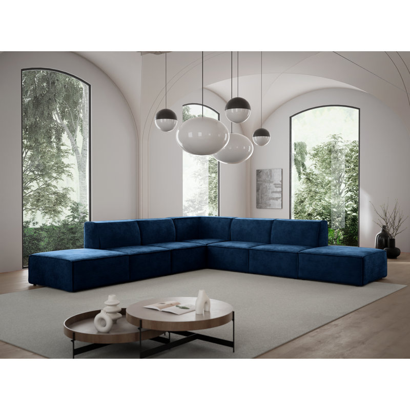 Alesja 7 Seater Corner Sofa , Navy Blue