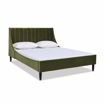 Helaina Velvet Upholstered Wingback Bed