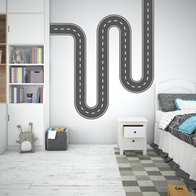 Road wind Wall Decal Highway Vinyl Sticker Track Route Wall Decor Kids Playroom Boys Room Wall Art Automotive Bedroom Mural Sticker 579DLU