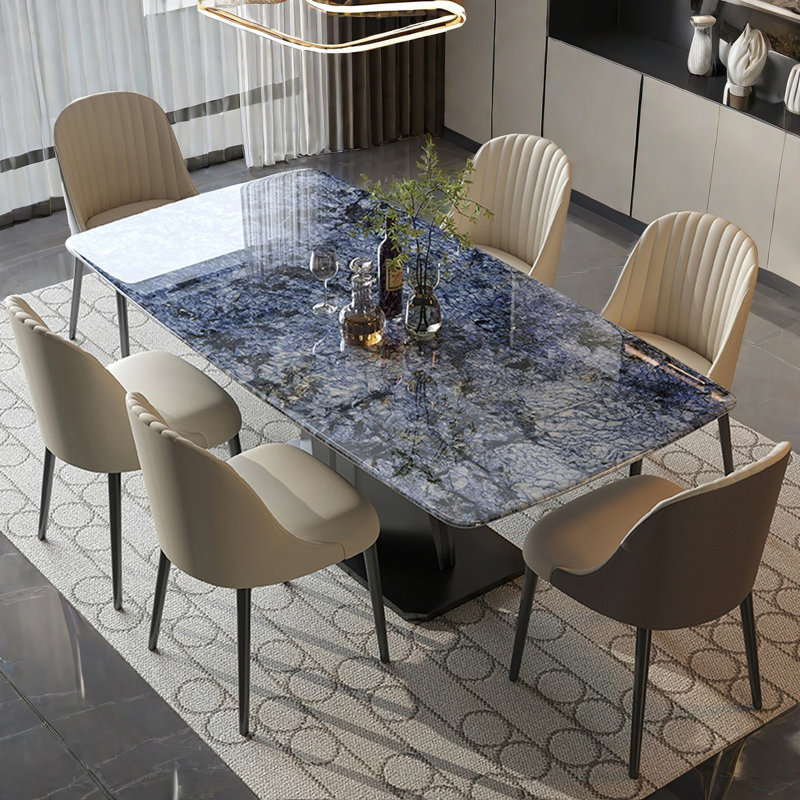 Luxurious Super Crystal Stone Dining Table Set, 7