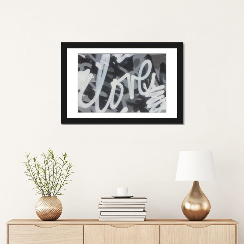 « black & white love », impression sur toile, Papier beaux-arts encadré noir, Blanc, H 16 po x l 24 po x P 1 po