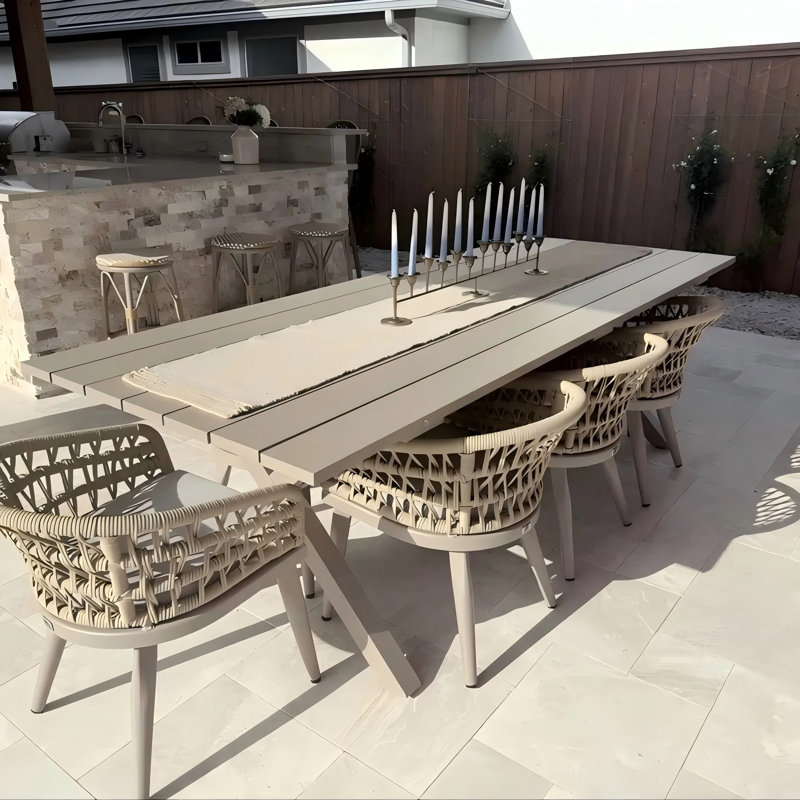 10 - Person Patio Dining Set with Rectangular Table , Cushions Included