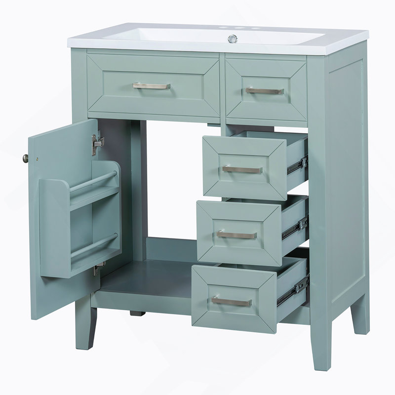 Armoire de salle de bain 30 po avec lavabo et tiroir vert, Vert