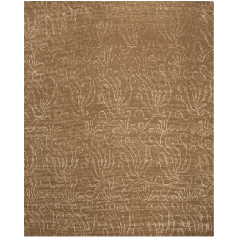 Tapis brun fait à la main Seaflora, Rectangle 7 pi 9 po x 9 pi 9 po