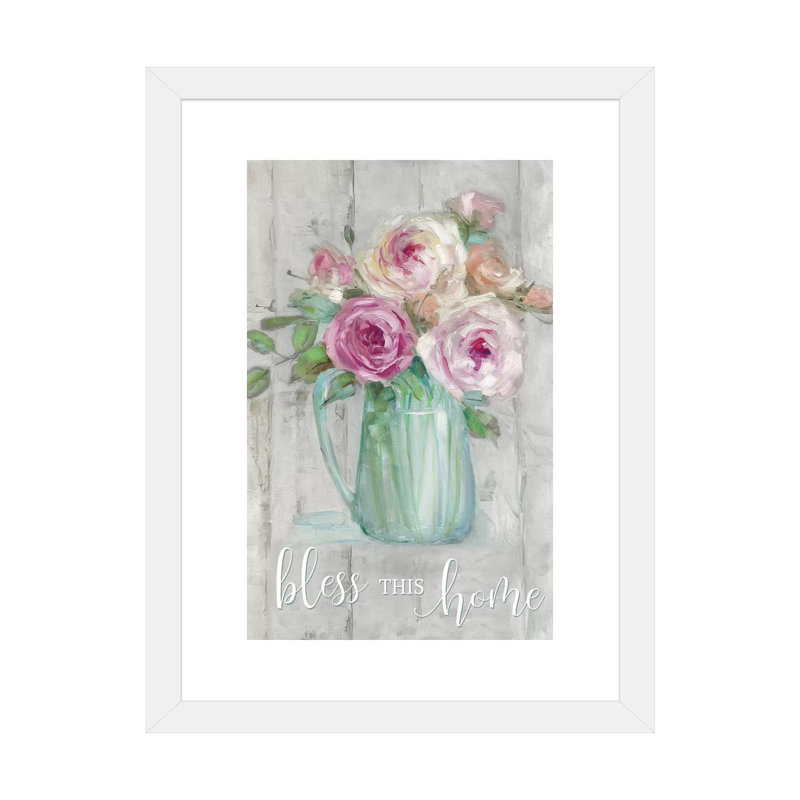 «Bless this home» par Sally Swatland - reproduction d'art, White Paper, Blanc, H 32 po x l 24 po x P 1 po
