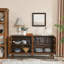 Buffet 60,5 "Mid Century Modern Buffet avec rangement, meuble télé, armoire de rangement avec 4 portes et tablettes réglables pour la cuisine, la salle à manger, le vestibule, le noyer-349586045