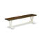 L'ensemble de 6 pièces comprend une table en bois patiné Jacobean, un petit banc et 4 chaises de cuisine en tissu de lin beige clair avec dossier capitonné - Lin brossé blanc-1659887277