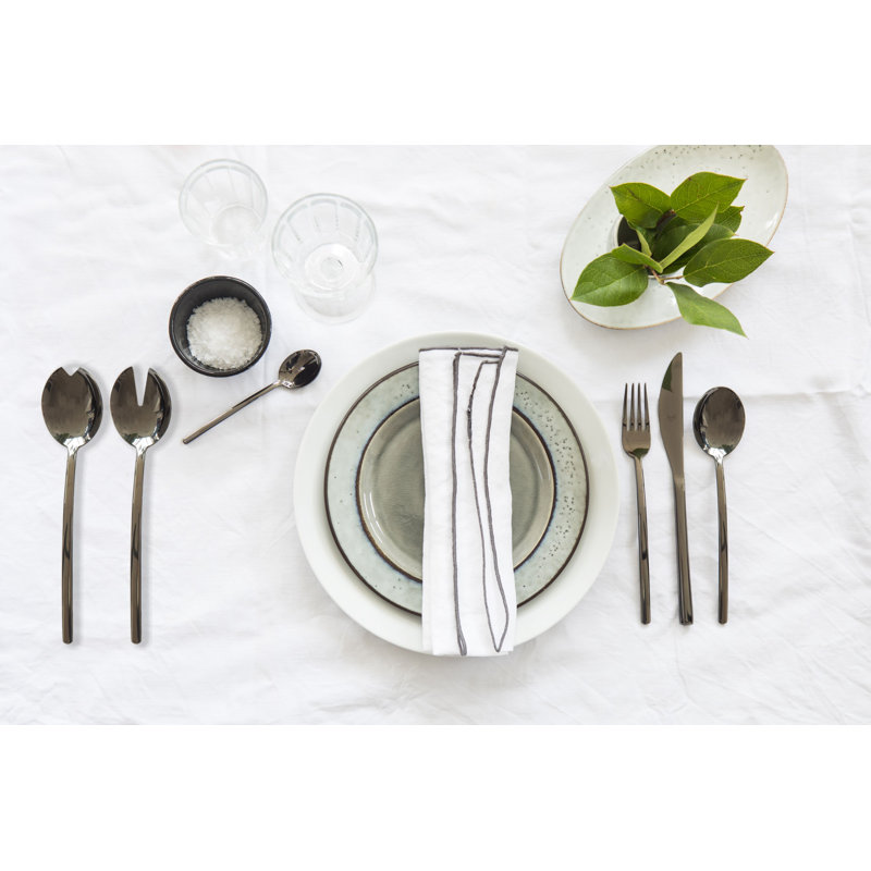 Due Stainless Steel Salad Servers, 9.5" L x 3.25" W, Black Gold