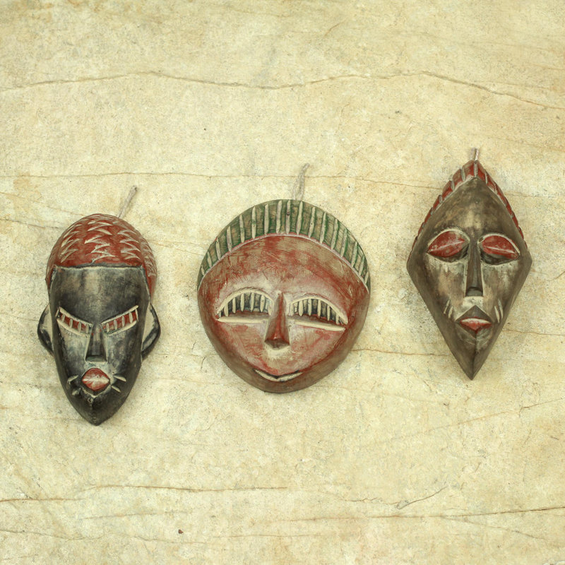Ensemble d’ornement figurine suspendu en bois de noël africaine 3 pièces