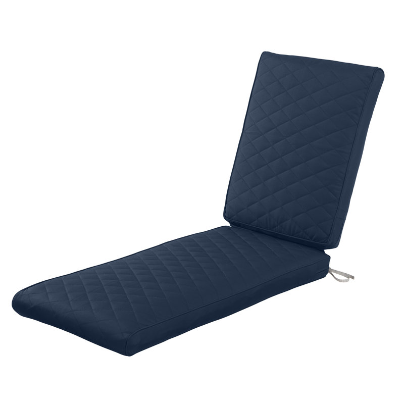 Quilted Patio Chaise Lounge Cushion, Navy, 3" H x 26" W x 80" D