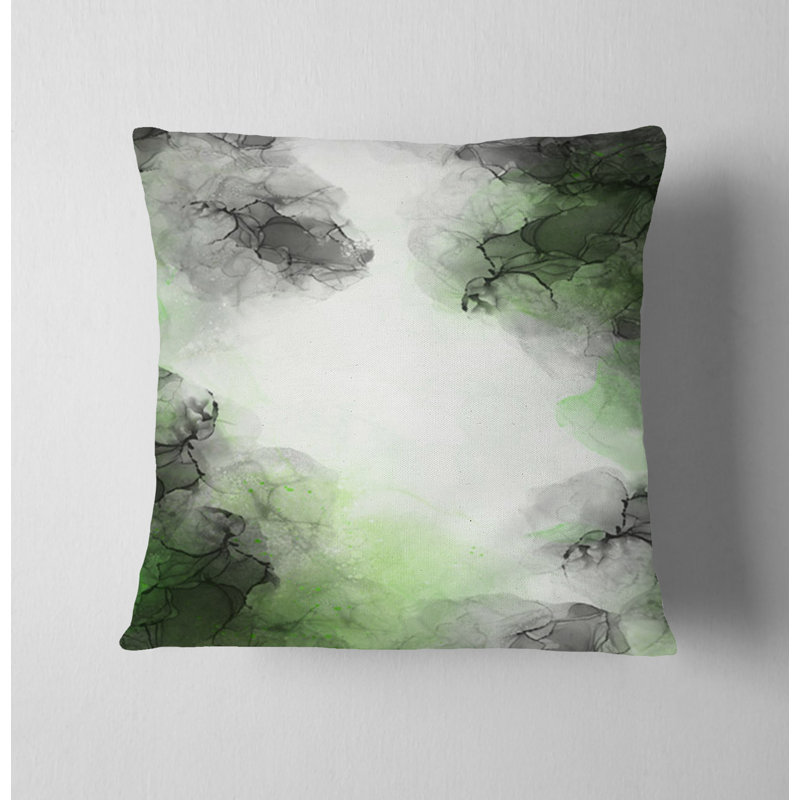 Throw Pillow Cover Only, H 20 po x l 20 po, Noir / vert abstrait 3