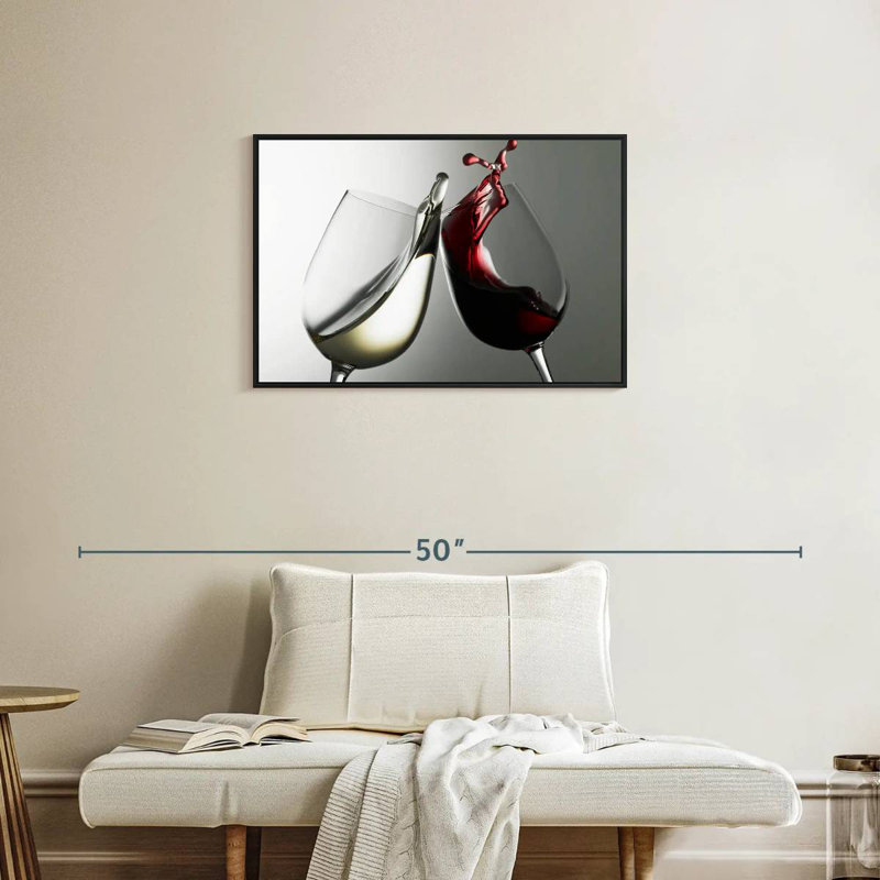 Blanc et vin rouge, Cadre flottant noir, 46 po x 31 po