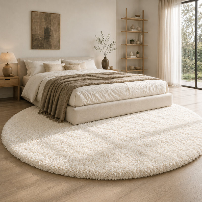 Plush Round Area Rug, Soft Fuzzy Shag Rug for Bedroom Living Room Balcony, Fluffy Carpet for Home Decor, Non-Slip Cozy Decorative Rug.