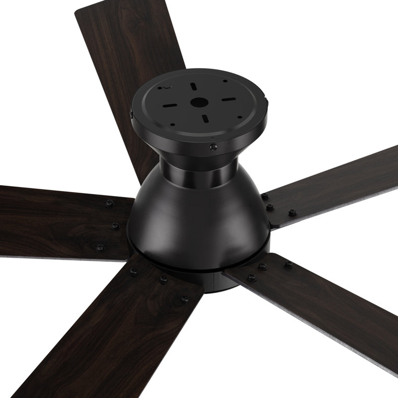 52'' DC Motor Flush-Mounted Ceiling Fan with Remote Control, Black/Walnut