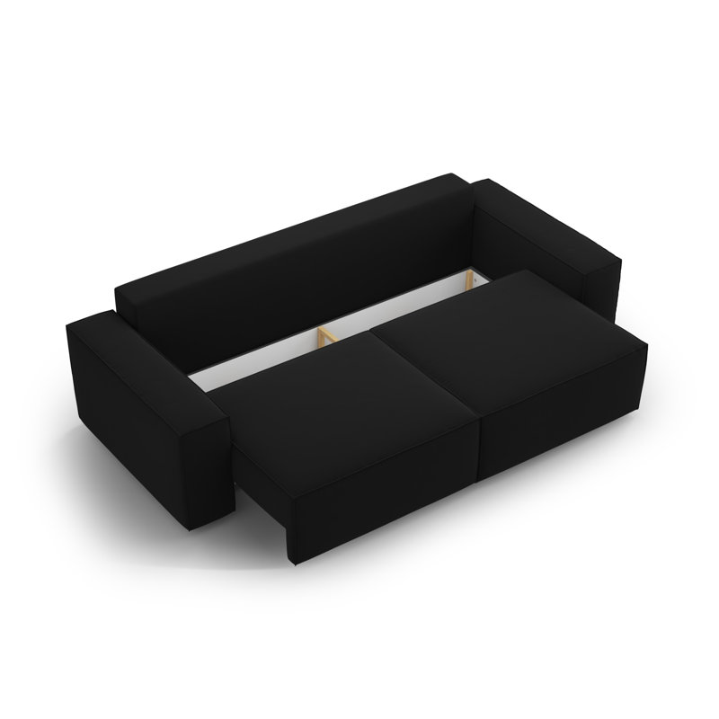 Biles 3 Seater Velvet Sofa Bed, Black