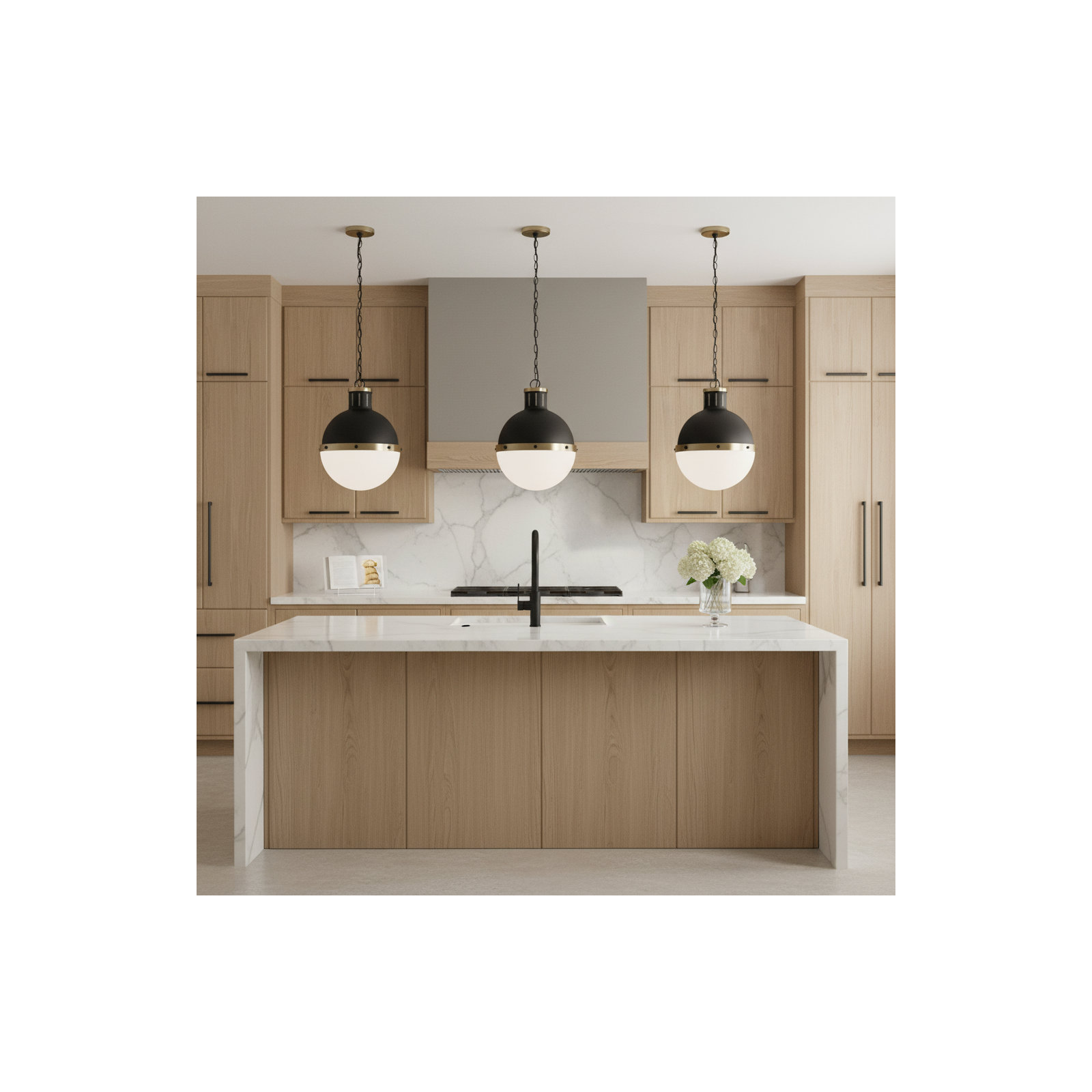 Geoffrey 1 - Light Unique Globe Pendant, Midnight Black, No , 18" H x 13.25" W x 13.25" D