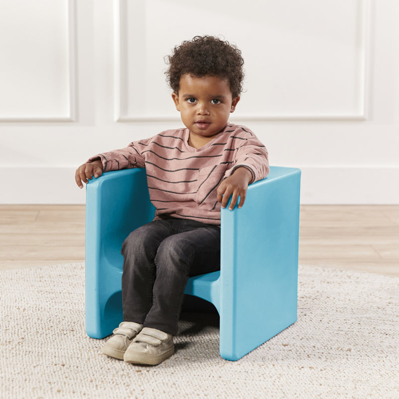 Cyan Plastic Multipurpose Kids Table and Cube Chair Set