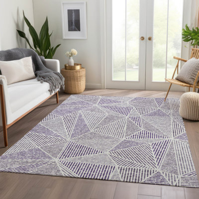 Tapis mauve en polyester tissé à la machine intérieur / extérieur Itzayana