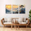 Tableau sur toile tendue représentant un coucher de soleil en montagne (ensemble de 3)-118676130