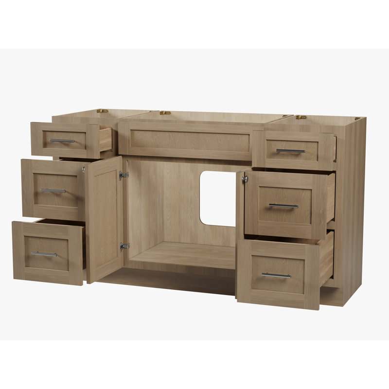 Ensemble de meuble-lavabo simple 60 po avec base de tiroir Disar, Chêne naturel