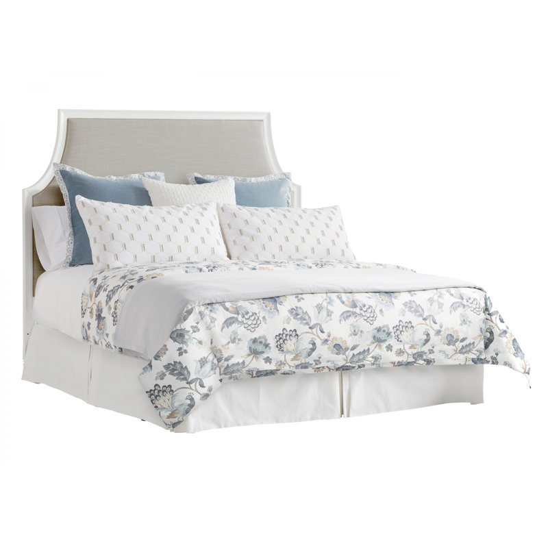 Queen White Upholstered Headboard with Wood Frame