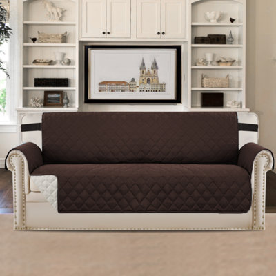 Reversible Box Cushion Sofa Slipcover for Dogs/Cats/Pets Quilted Furniture Protector with Non Slip Elastic Strap Water Resistant Sofa Covers Couch Covers