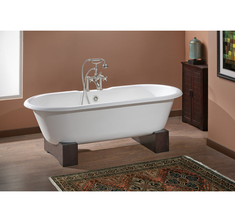 Regal 61'' L Soaking Bathtub, Dark Beech, White Interior with White Exterior