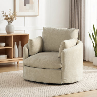 Fauteuil d'appoint pivotant 42,5 po avec revêtement en chenille