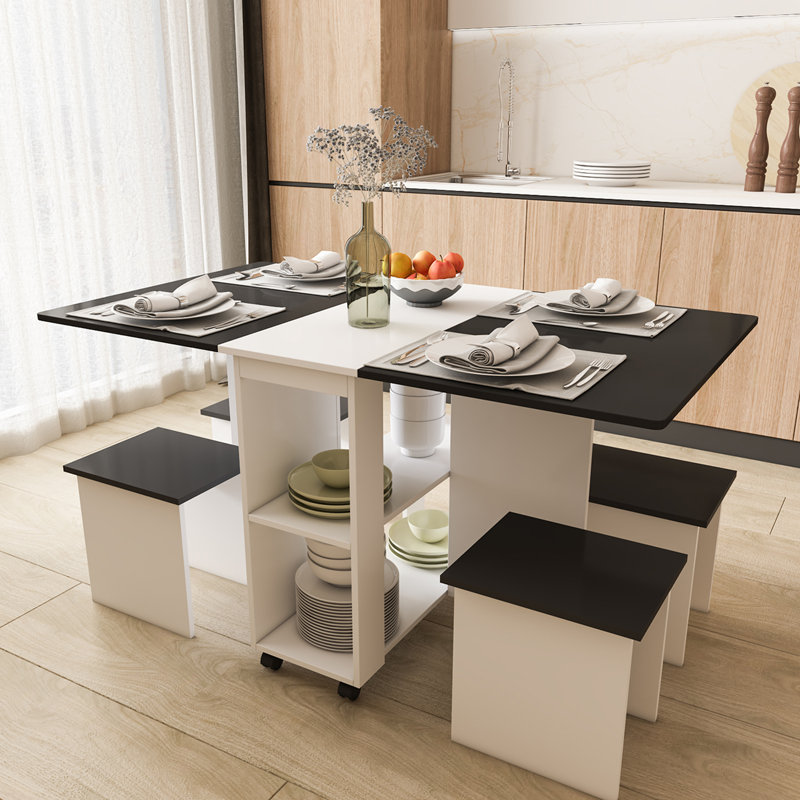 Edmundson Dining Set, Black/White