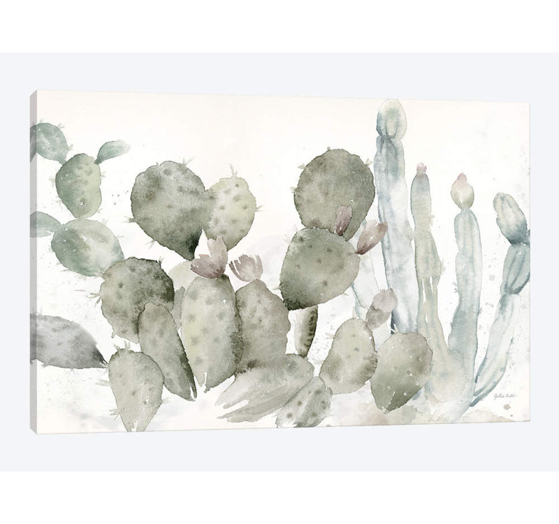 « cactus jardin black & white », reproduction sur toile, H 12 po x l 18 po x P 1,5 po, Toile tendue, Pas de tapis
