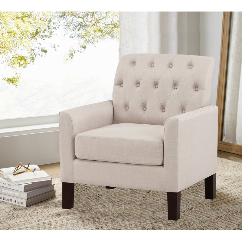 Chaises de chambre à coucher pour salon avec accoudoirs confortables, bureau, standard, accoudoirs | dossier capitonné | siège rembourré en polyester, beige chaud