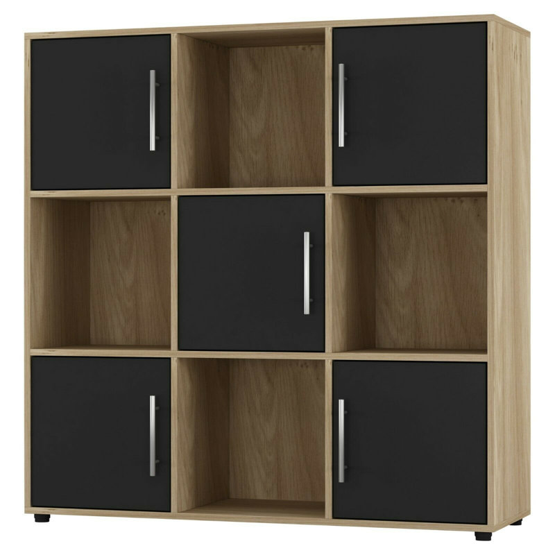 Berntraud 90.5cm H x 89cm W Cube Bookcase, Oak/Black