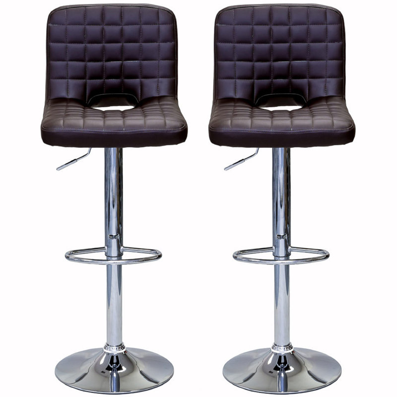 Jamarlon Swivel Upholstered Adjustable Height Counter Stool with Metal Frame, Dark Brown