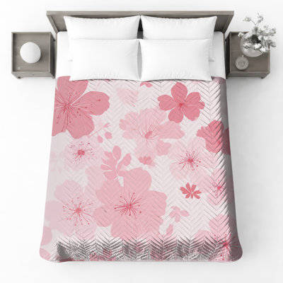 Couvre-lit matelassé rose Cherry Blossoms