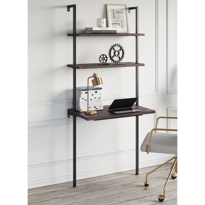 Andrea Leaning/Ladder Desk, Nutmeg/Black