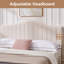 Structure de lit plateforme en tissu d'ameublement grand format beige avec tête de lit réglable en hauteur, conception silencieuse et sans sommier tapissier-282332918-307080108