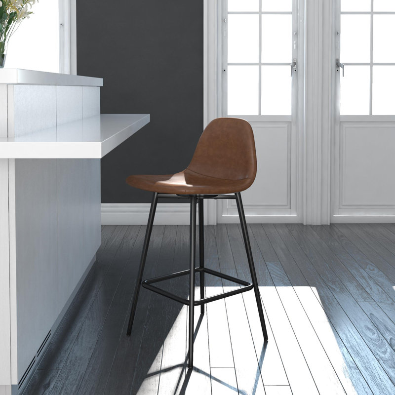 Henrine Upholstered Counter Stool with Metal Frame, Camel