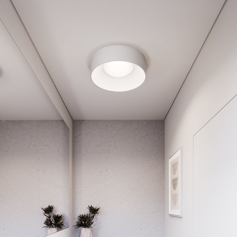 Ilios Acrylic LED Flush Mount, Satin White, 5" H x 18" W x 18" D