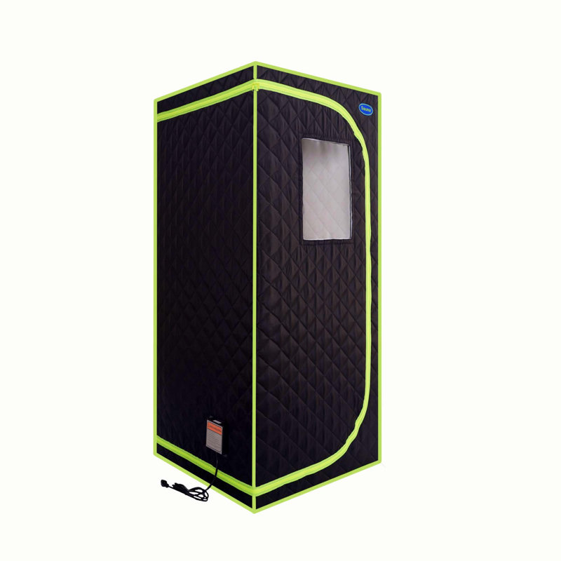 Aches 1 - Person Traditional Steam Sauna with Remote Control, Black/Light Green