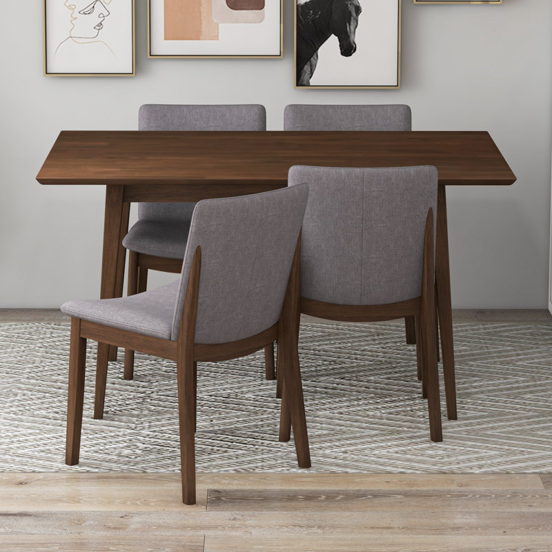 Hillery 4 - Person Solid Wood Top Four Leg Base Dining Set