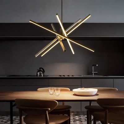 Burcker 4 - Light Aluminum Dimmable LED Modern Linear Chandelier