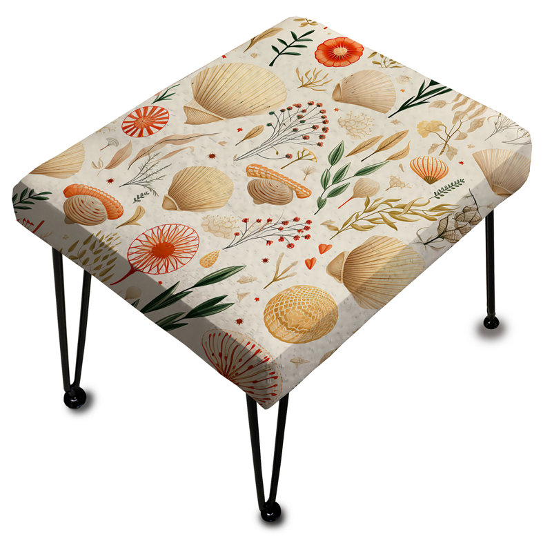 Seashell Sketches Tropical Pattern II - Coastal Rectangle Ottoman