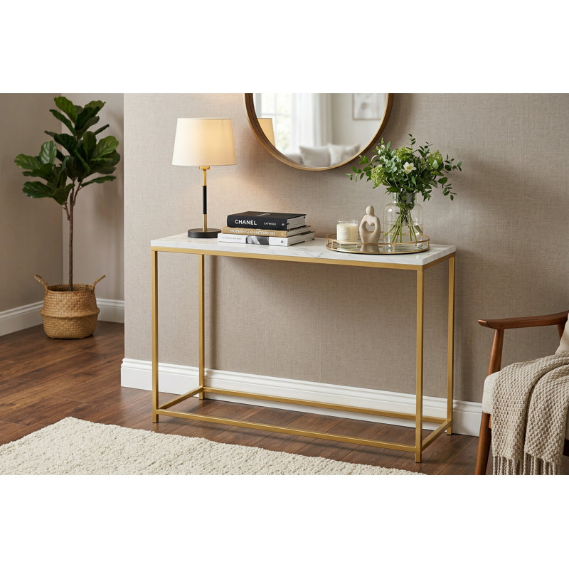 Girons 31'' Console Table, Marble, Gold