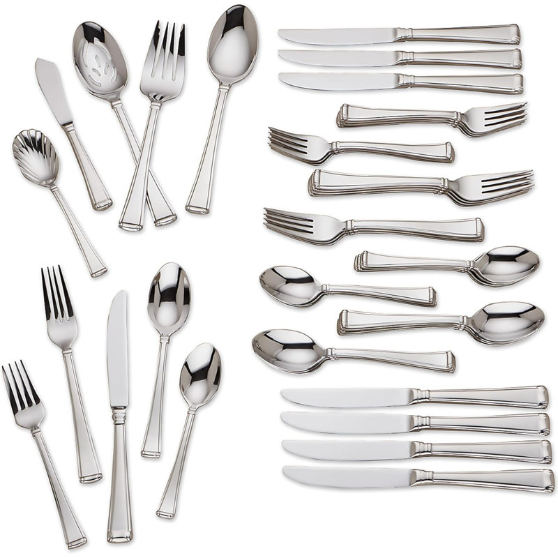 Gorham Column 45-Piece Stainless Steel Flatware Set, 6.70 LB,
