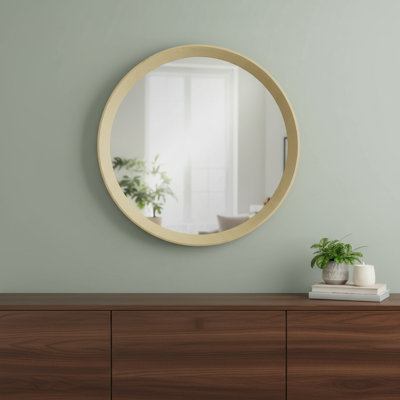 20" Cream Round Framed Accent Mirror