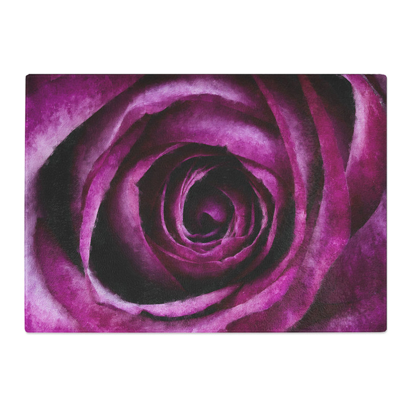 Tempered Glass Striking Purple Rose Chopping Board, 20 cm x 28.5 cm